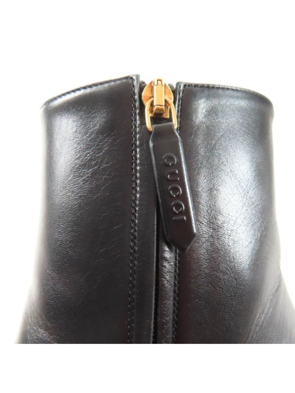 Gucci GG Marmont Tassel Side Zip Leather Short Boots Black Gold 38 Handbag - Picture 10 of 14